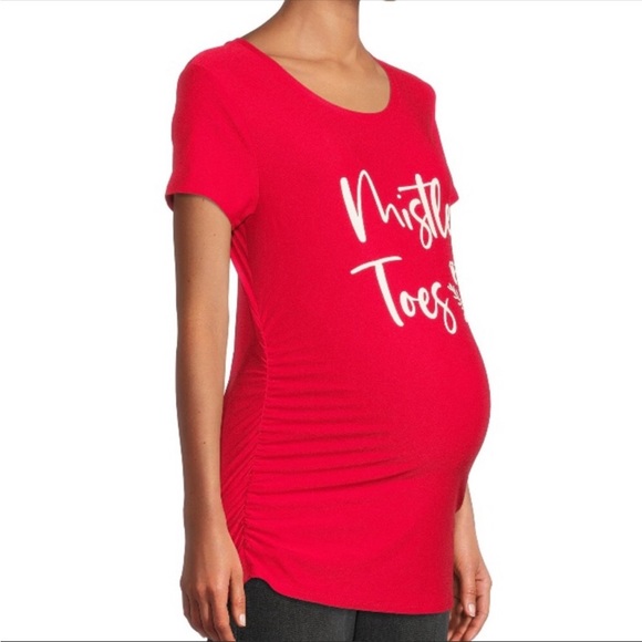 👶🏼Mistle Toes Maternity Holiday Christmas Top Shirt Small NWT👶🏼 - Picture 4 of 7